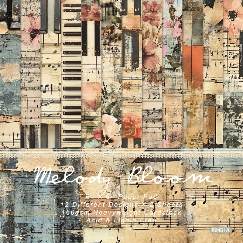 24PCS 6" Melody Bloom Scrapbook Paper & Cardstock