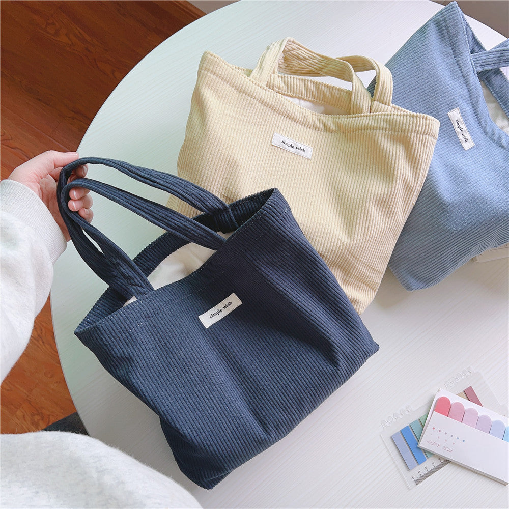 Simple Corduroy Tote Bag