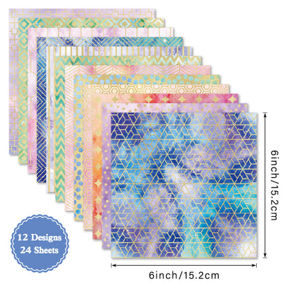24PCS 6" Purple Geometry Scrapbook Paper & Cardstock
