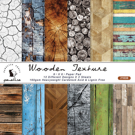 24PCS 6" Wooden Texture Scrapbook Paper & Cardstock