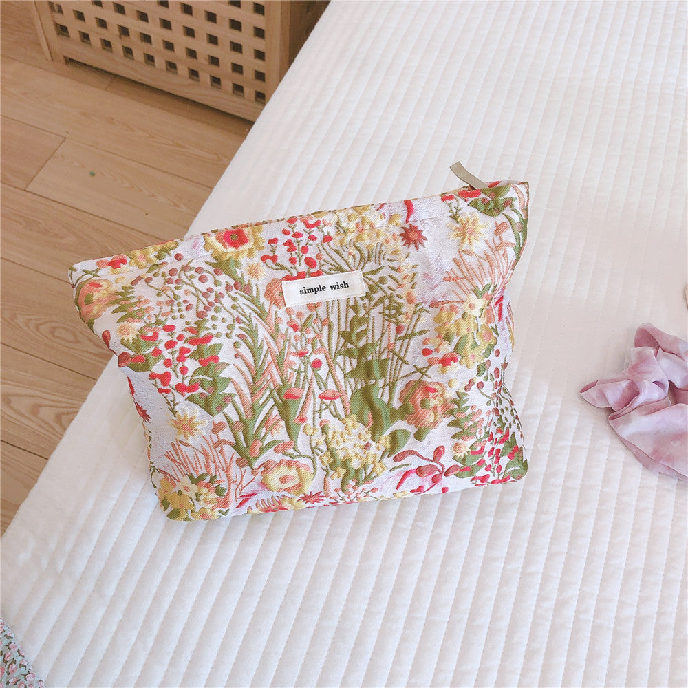 Romantic Pastoral Style Jacquard Fabric Cosmetic Bag