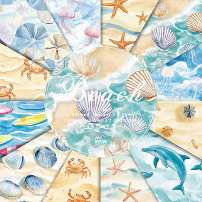 24PCS 6" Beach Scrapbook Paper & Cardstock
