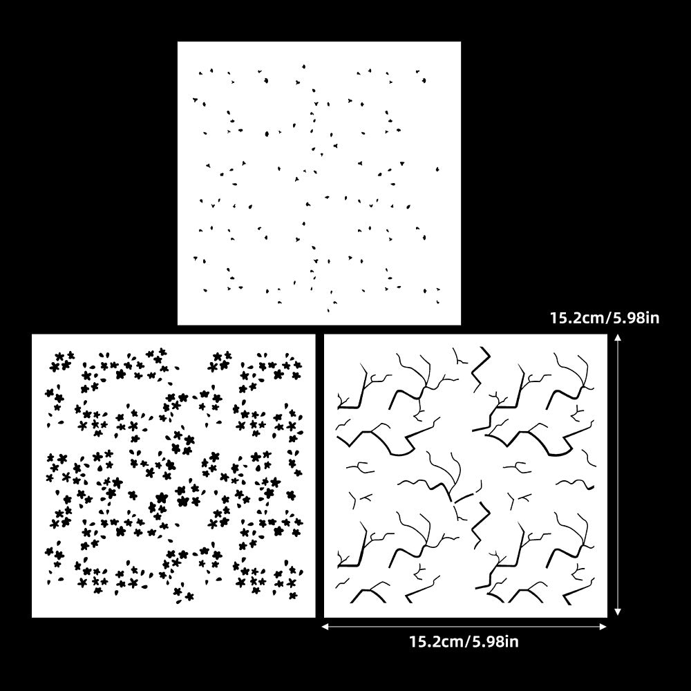 3 PCS Plum Bossom Pattern DIY Painting Hollow Stencil
