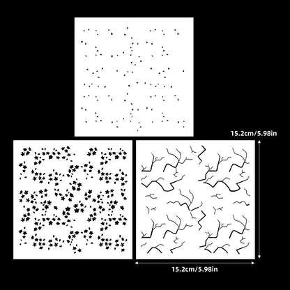 3 PCS Plum Bossom Pattern DIY Painting Hollow Stencil