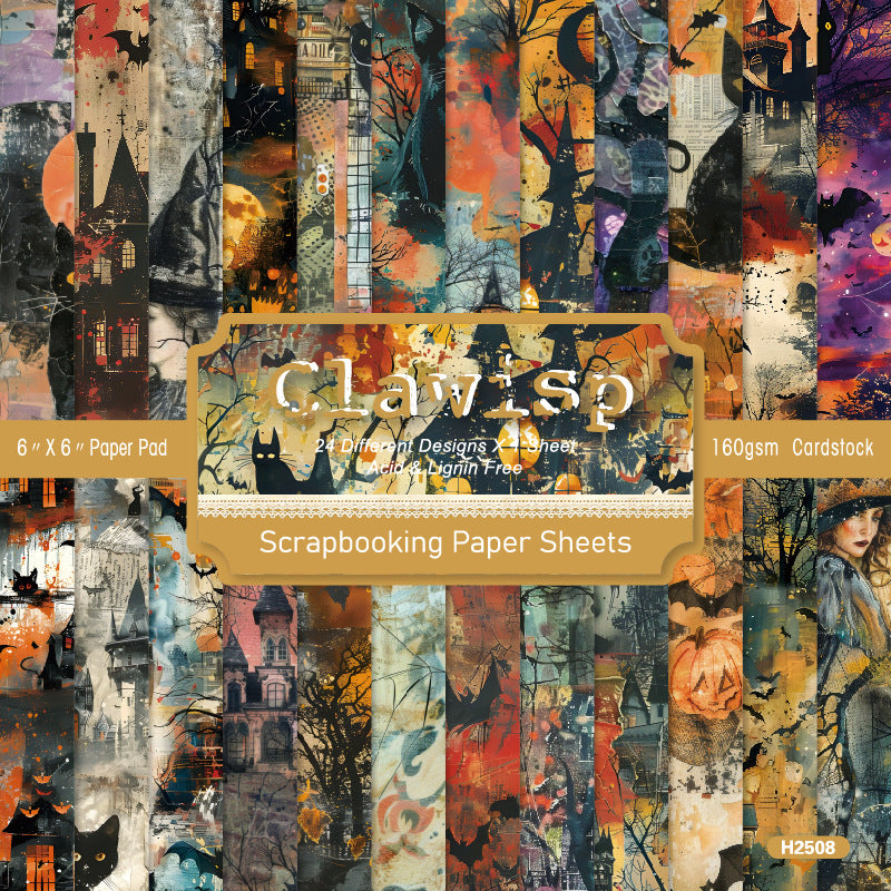 24PCS 6" Halloween Theme Scrapbook Paper & Cardstock