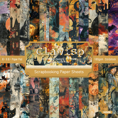 24PCS 6" Halloween Theme Scrapbook Paper & Cardstock