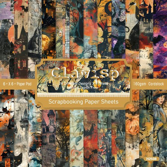 24PCS 6" Halloween Theme Scrapbook Paper & Cardstock