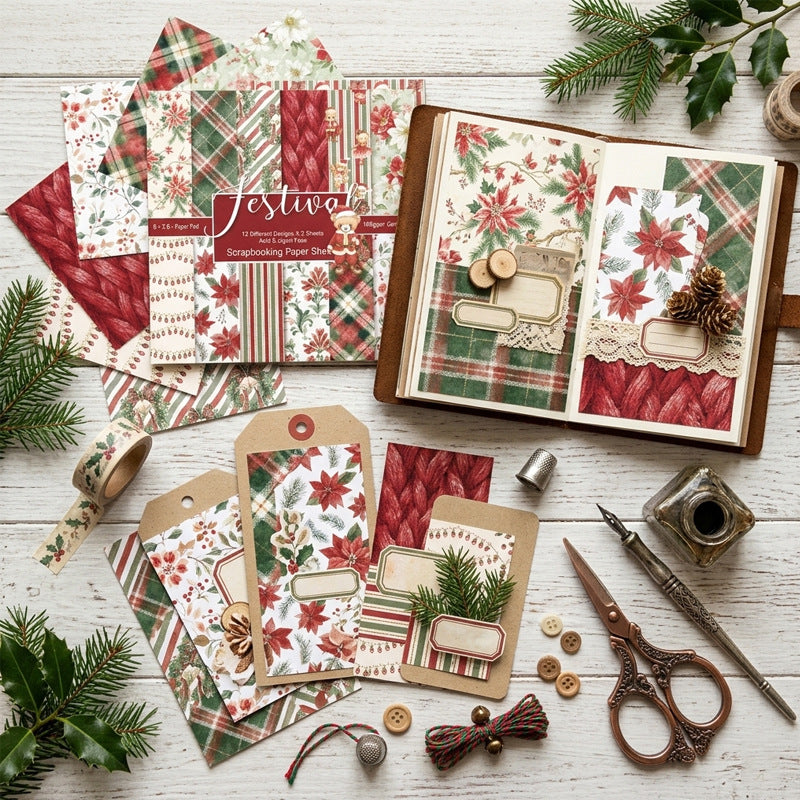 24PCS 6" Festival Scrapbook Paper & Cardstock