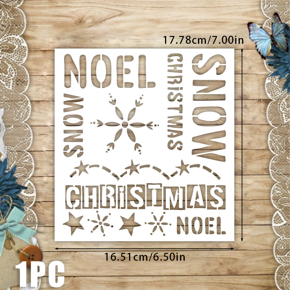 Christmas Text Pattern DIY Painting Hollow Stencil