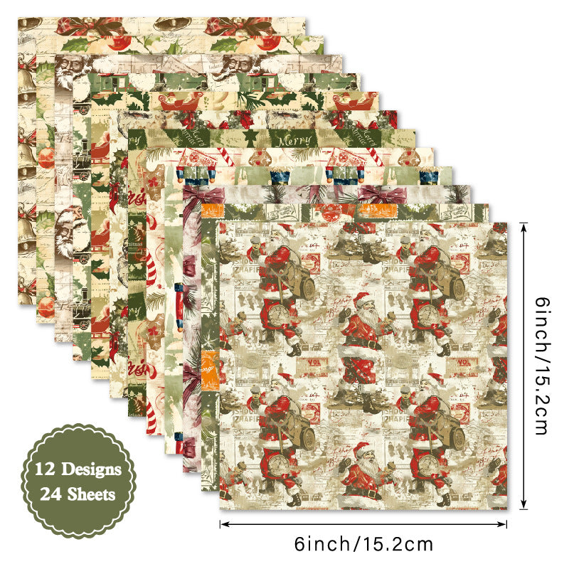 24PCS 6" Christmas Style Scrapbook Paper & Cardstock