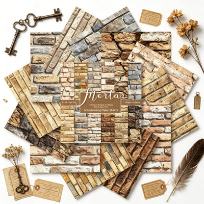 24PCS 6" Stone Wall Scrapbook Paper & Cardstock