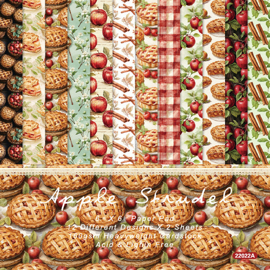 24PCS 6" Apple Strudel Scrapbook Paper & Cardstock