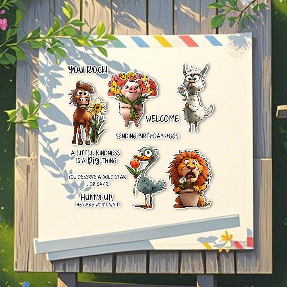 Cute Animals and Flowers Clear Stamps