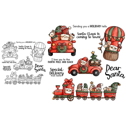 Santa Truck Hot Air Balloon Clear Stamps