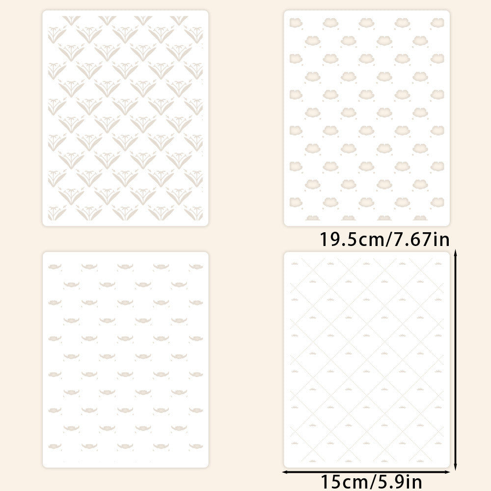4 PCS Pretty Flowers Pattern DIY Painting Hollow Stencil
