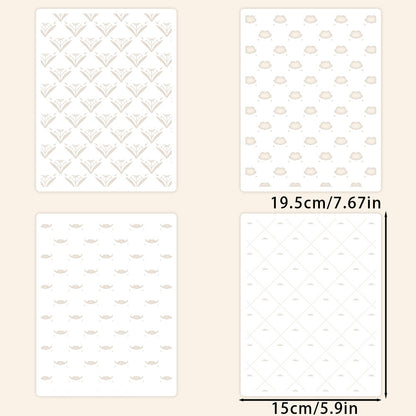 4 PCS Pretty Flowers Pattern DIY Painting Hollow Stencil