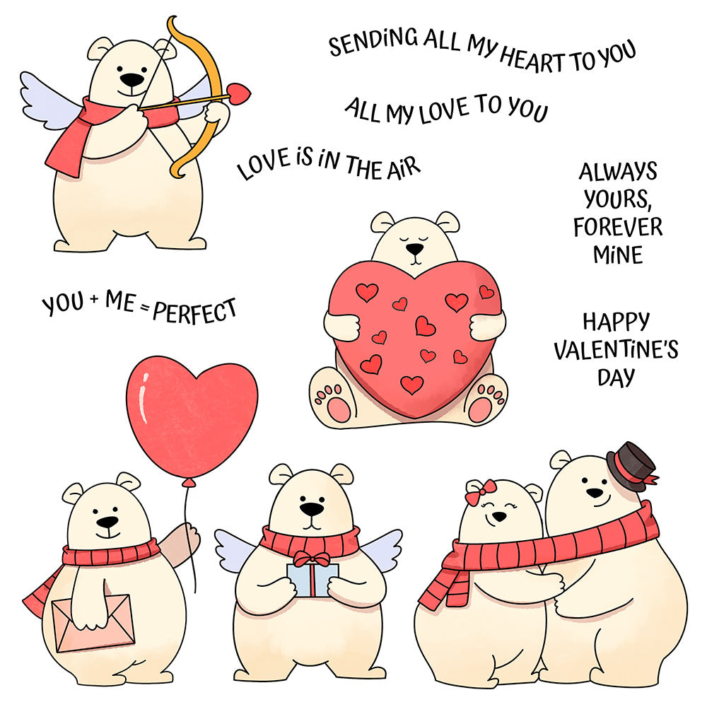 Valentine's Day Polar Bear Dies & Stamps Set
