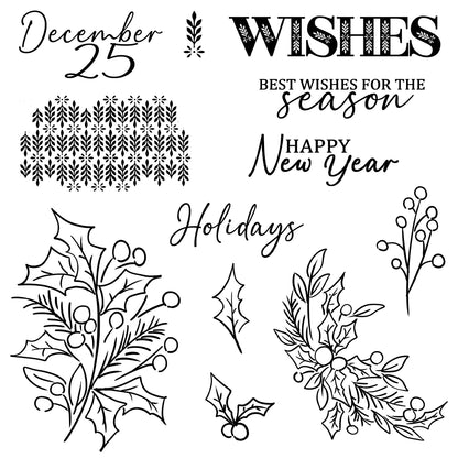 Merry Christmas Leaves Dies & Stamps Set