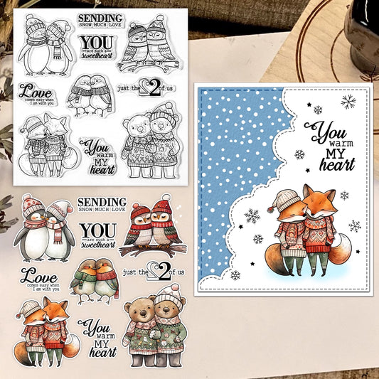 Cute Animals in Winter Clear Stamps