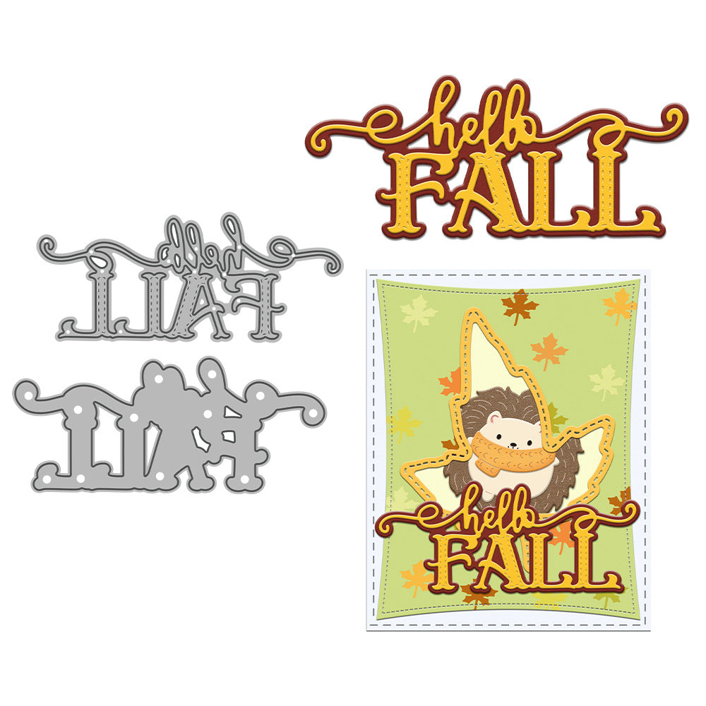 "Hello Fall" Words Metal Cutting Dies