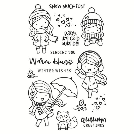 Winter Girls Clear Stamps