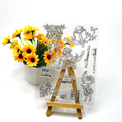 Little Girl Reading Clear Stamps