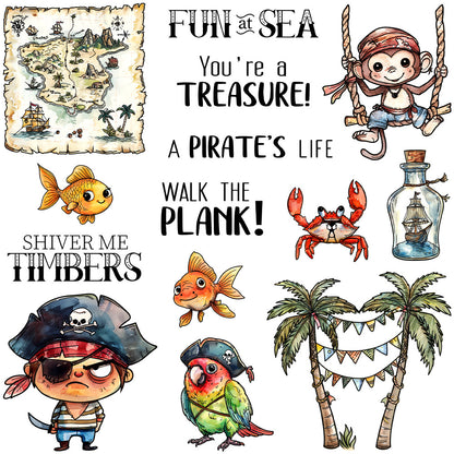 Cartoon Pirate Character Dies & Stamps Set