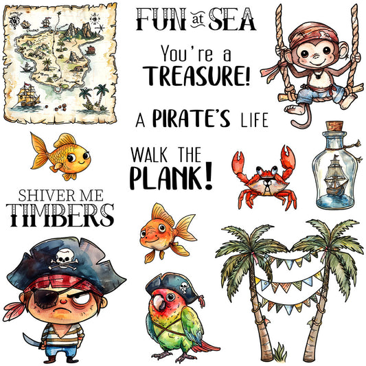 Cartoon Pirate Character Dies & Stamps Set