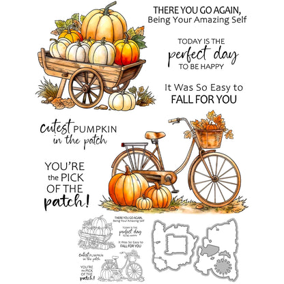 Fall Harvest Pumpkin Bike Dies & Stamps Set