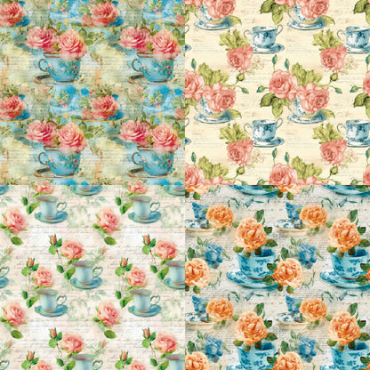 24PCS 6" Cup Of Flower Scrapbook Paper & Cardstock