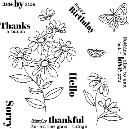 Flowers and Butterflies Clear Stamps