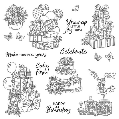 Cake and Flowers Clear Stamps