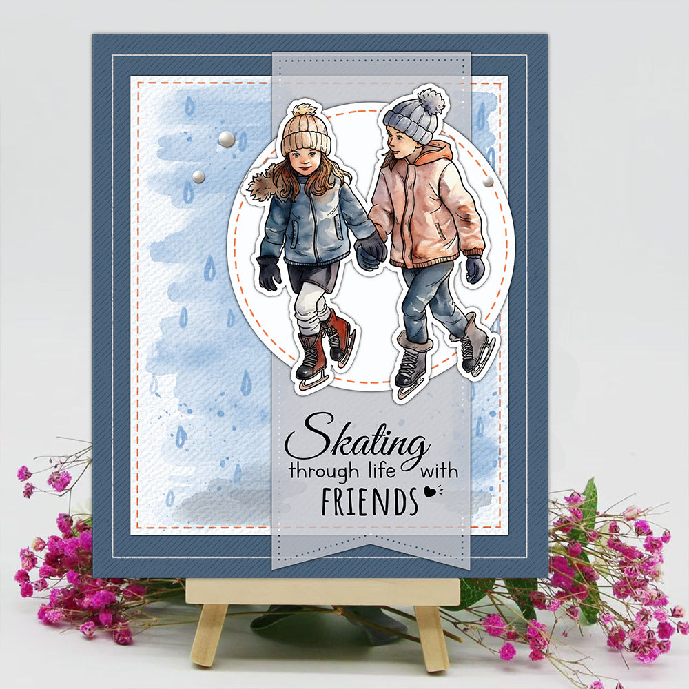 Winter Skating Kids Clear Stamps