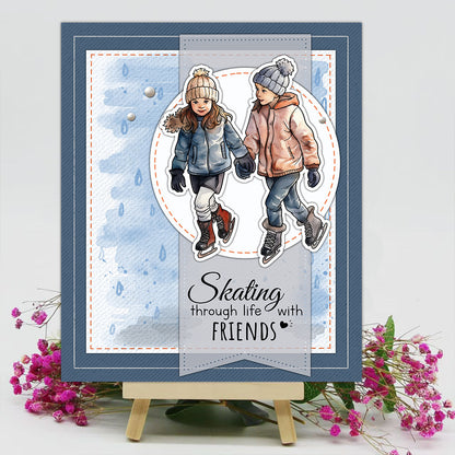 Winter Skating Kids Clear Stamps