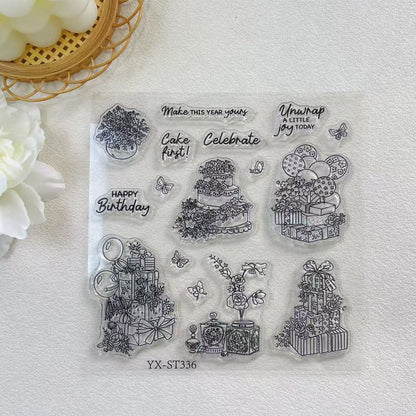 Cake and Flowers Clear Stamps