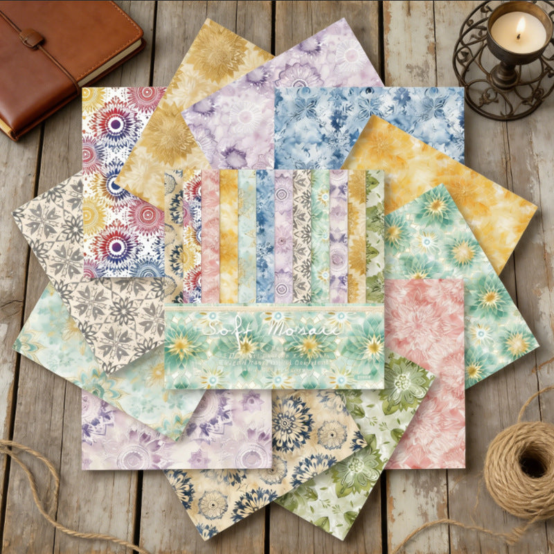 24PCS 6" Soft Mosaic Scrapbook Paper & Cardstock
