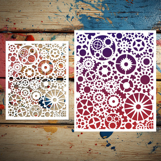 Gear Background DIY Painting Hollow Stencil
