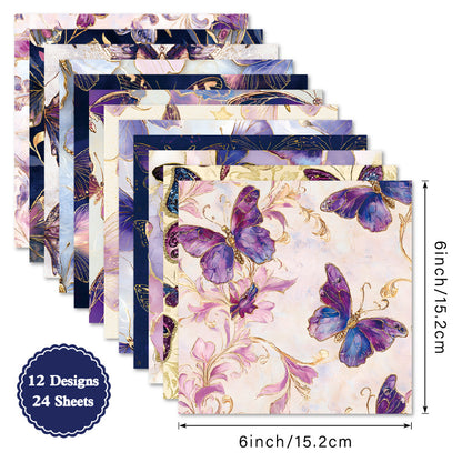 24PCS 6" Butterfly Scrapbook Paper & Cardstock