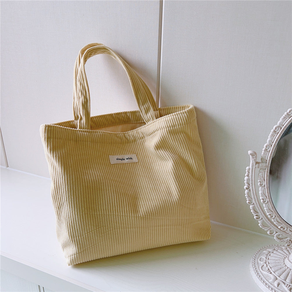 Simple Corduroy Tote Bag