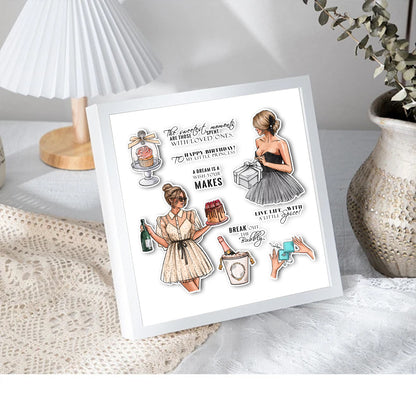 Girl's Birthday Scene Clear Stamps