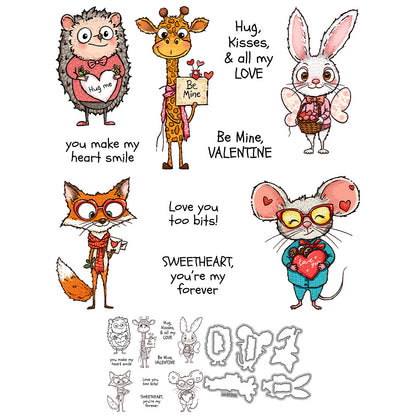 Valentine's Day Animals Dies & Stamps Set