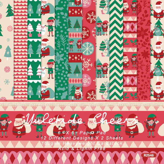 24PCS 6" Yuletide Cheers Scrapbook Paper & Cardstock