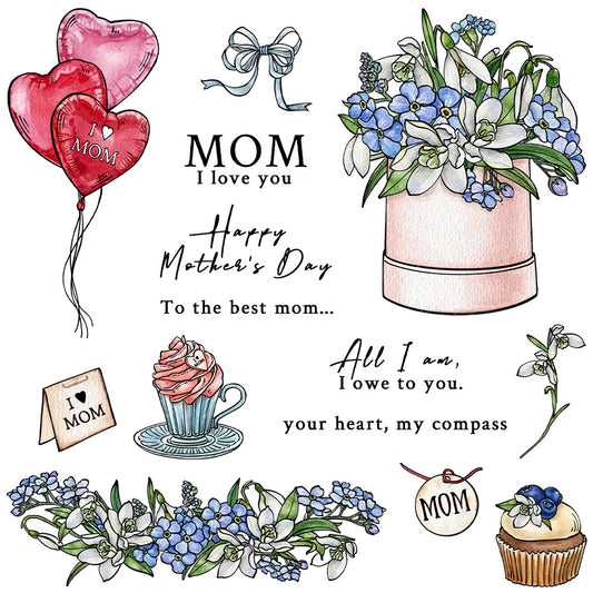 Happy Mother's Day Flowers Clear Stamps
