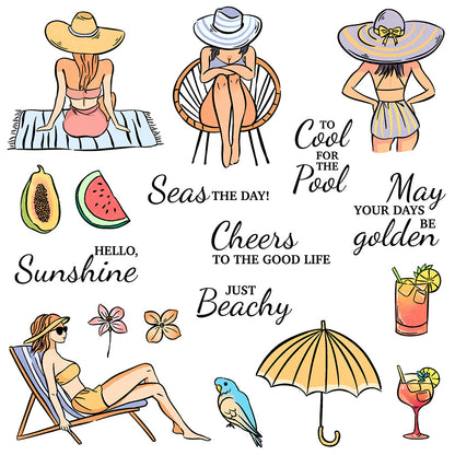 Girls' Beach Vacation Dies & Stamps Set