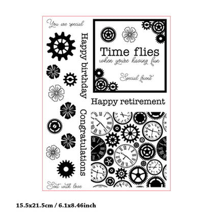 Retro Style Gears DIY Scrapbook Clear Stamps