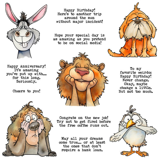 Humorous Animal World Dies & Stamps Set
