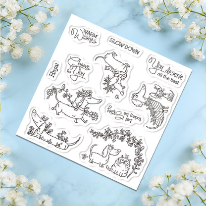 Cute Dachshund Dies & Stamps Set