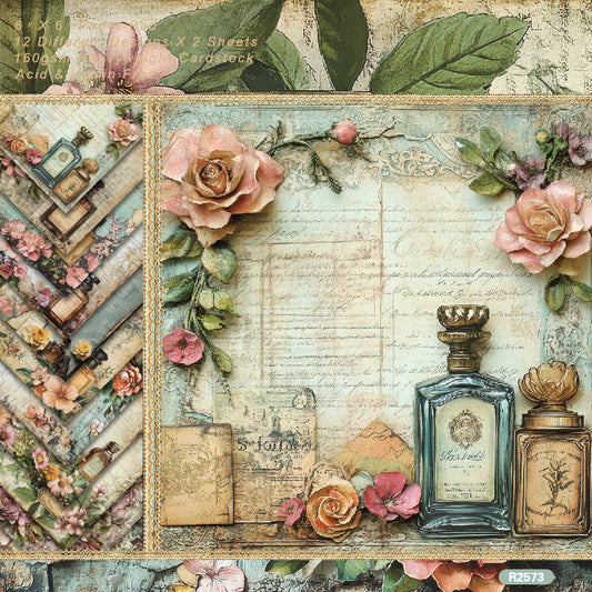 24PCS 6" Vintage Style Scrapbook Paper & Cardstock
