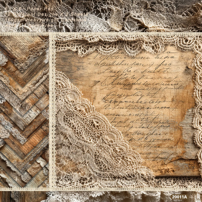 24PCS 6" Vintage Lace Scrapbook Paper & Cardstock