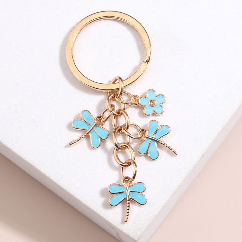 Cute Bee Dragonfly Butterfly Flower Keychain